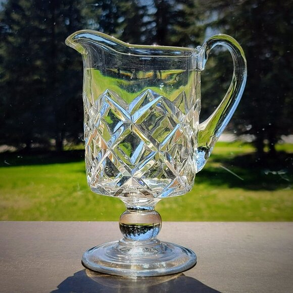 Antique EAPG Glass Creamer Challinor Taylor & Co, Beveled Diagonal c.1890 USA - Picture 6 of 12